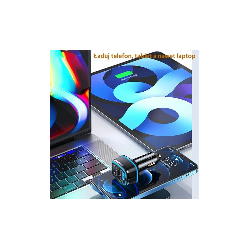 Ładowarka samochodowa USAMS C24 2xUSB-C+1xUSB 105W Fast Charge biały/white CC141TC02