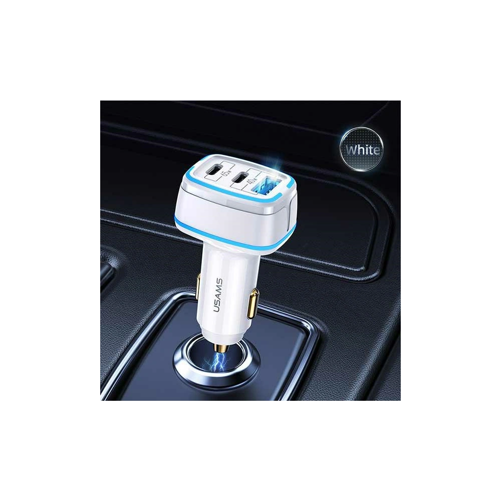 Ładowarka samochodowa USAMS C24 2xUSB-C+1xUSB 105W Fast Charge biały/white CC141TC02