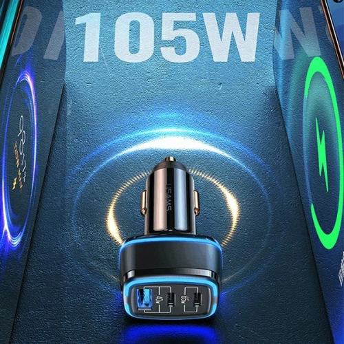 Kup Auto nabíječka USAMS C24 2xUSB-C+1xUSB 105W Fast Charge černá/black CC141TC01 - USA507BLK - {ean13} - Sklep Home Screen