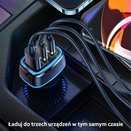 Kup Încărcător auto USAMS C24 2xUSB-C+1xUSB 105W Încărcare rapidă negru/black CC141TC01 - USA507BLK - {ean13} - Sklep Home Screen