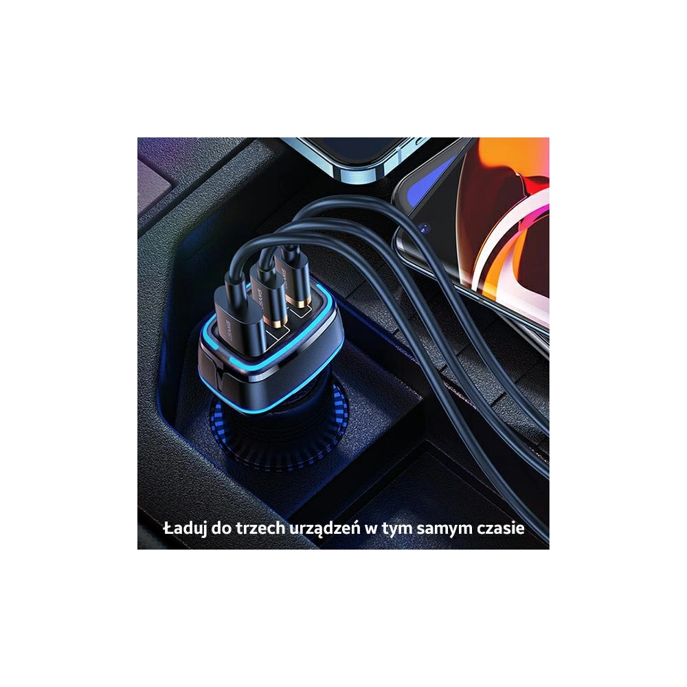 Ładowarka samochodowa USAMS C24 2xUSB-C+1xUSB 105W Fast Charge czarny/black CC141TC01