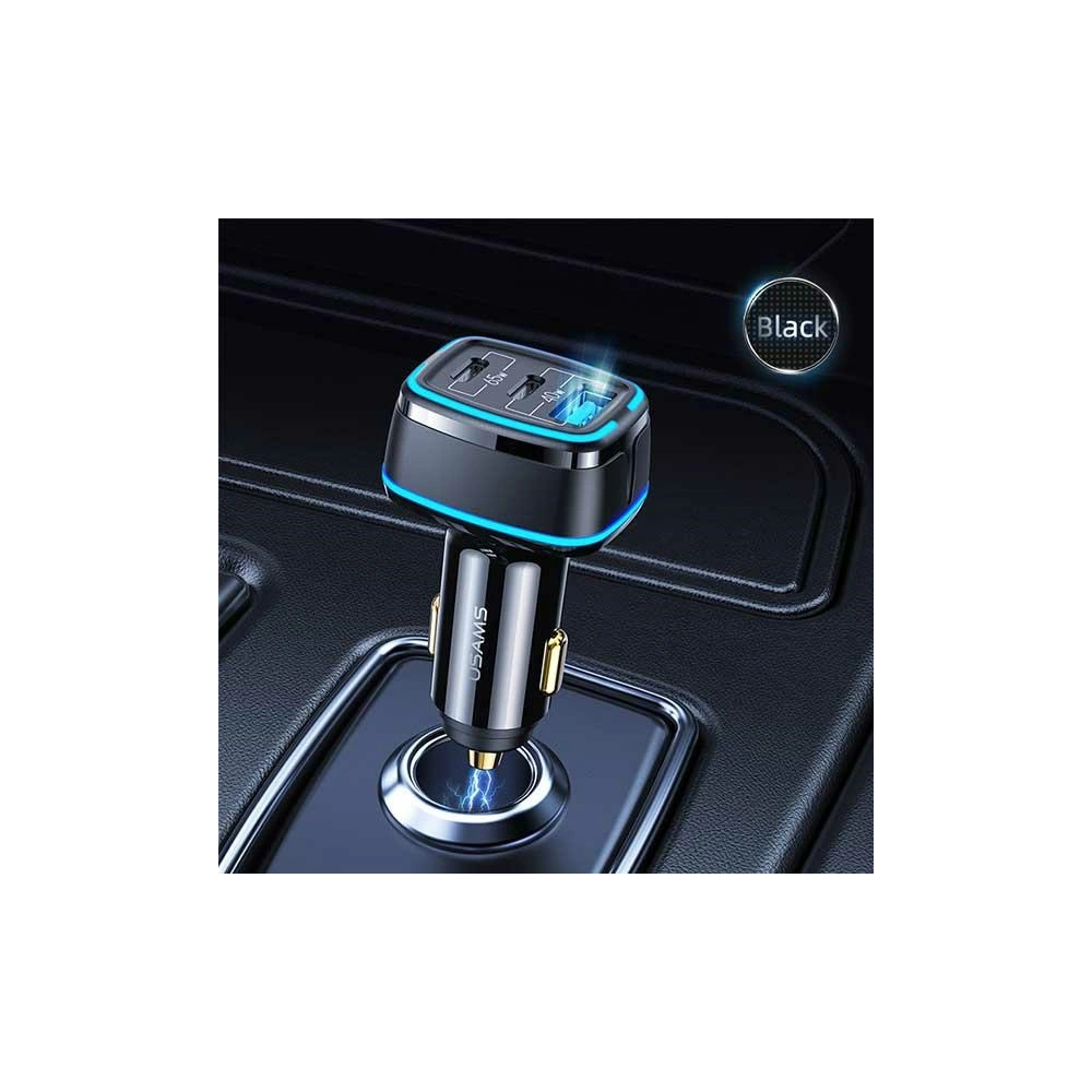 Ładowarka samochodowa USAMS C24 2xUSB-C+1xUSB 105W Fast Charge czarny/black CC141TC01