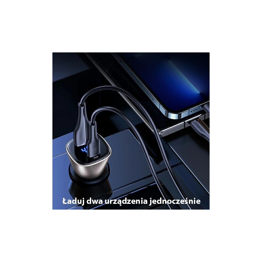 Ładowarka samochodowa USAMS C29 45W 2xUSB-A Fast Charge jasno złoty/light gold CC154CC01