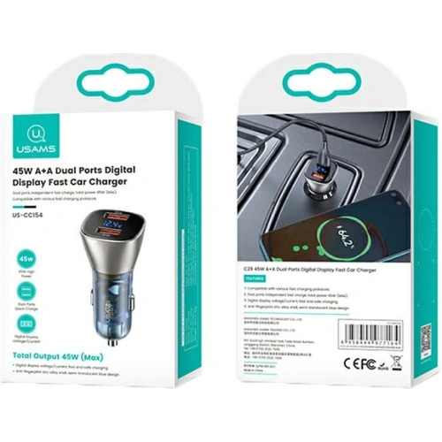 Kup Încărcător auto USAMS C29 45W 2xUSB-A Încărcare rapidă auriu deschis/aurie deschisă CC154CC01 - USA509GLD - {ean13} - Sklep Home Screen