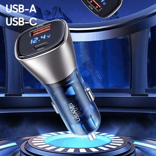 Kup Încărcător auto USAMS C29 72W USB-A/USB-C Fast Charge aurie deschisă/light gold CC155CC01 - USA510GLD - {ean13} - Sklep Home Screen