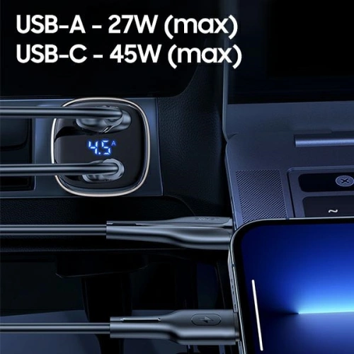 Kup Încărcător auto USAMS C29 72W USB-A/USB-C Fast Charge aurie deschisă/light gold CC155CC01 - USA510GLD - {ean13} - Sklep Home Screen