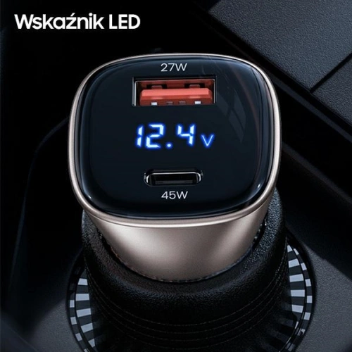 Kup Încărcător auto USAMS C29 72W USB-A/USB-C Fast Charge aurie deschisă/light gold CC155CC01 - USA510GLD - {ean13} - Sklep Home Screen