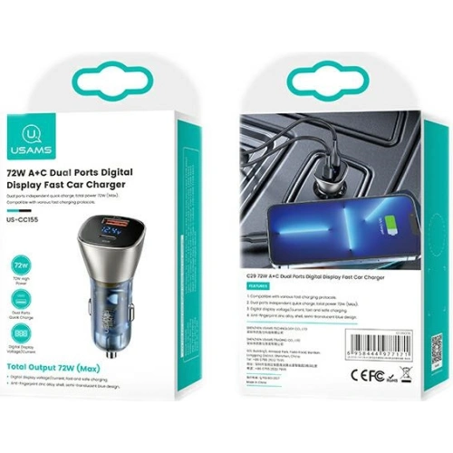 Kup Autonabíječka USAMS C29 72W USB-A/USB-C Rychlé nabíjení světle zlatá/light gold CC155CC01 - USA510GLD - {ean13} - Sklep Home Screen