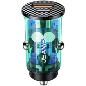 Buy USAMS Car Charger USB+USB-C C25 42.5W Fast Charge transparent blue CC127CC02 (US-CC127) - USA514BLU - {ean13} - Home Screen Store Europe