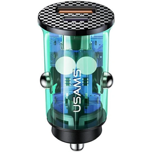 Kup Încărcător auto USAMS C25 USB+USB-C 42.5W Încărcare rapidă transparent albastru/blue CC127CC02 - USA514BLU - {ean13} - Sklep Home Screen