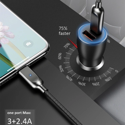 Kup Auto nabíječka USAMS C6 USB+USB-C 18W 5V-3A QC3.0 Qualcom+PD 5,4A rychlé nabíjení černá/black CC53GC01 - USA515BLK - {ean13} - Sklep Home Screen