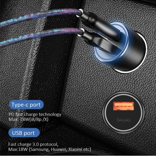 Kup Auto nabíječka USAMS C6 USB+USB-C 18W 5V-3A QC3.0 Qualcom+PD 5,4A rychlé nabíjení černá/black CC53GC01 - USA515BLK - {ean13} - Sklep Home Screen