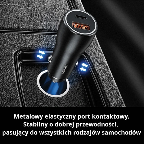 Kup Auto nabíječka USAMS C6 USB+USB-C 18W 5V-3A QC3.0 Qualcom+PD 5,4A rychlé nabíjení černá/black CC53GC01 - USA515BLK - {ean13} - Sklep Home Screen