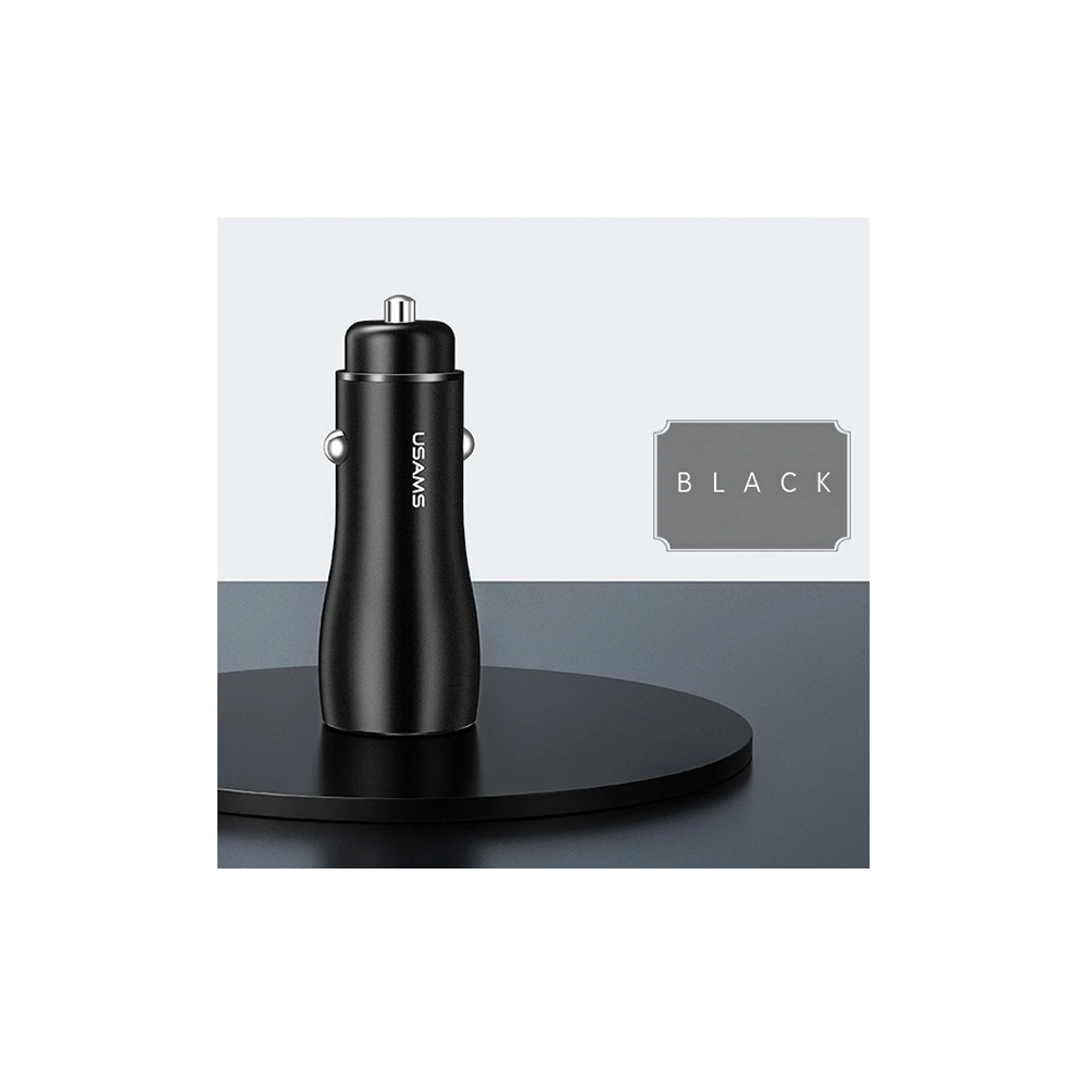 Ładowarka samochodowa USAMS C6 USB+USB-C 18W 5V-3A QC3.0 Qualcom+PD 5,4A Fast Charge czarny/black CC53GC01