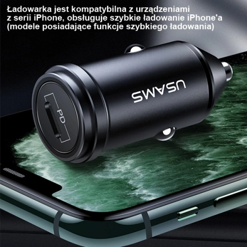 Kup Automobilová nabíječka USAMS C14 USB-C 18W 5V-3A PD3.0 Rychlé nabíjení šedá/grey CC95GC02 - USA517GRY - {ean13} - Sklep Home Screen