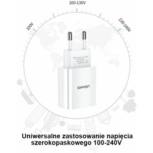 Kup Încărcător de rețea USAMS T18 1xUSB 2,1A alb/white Încărcare rapidă CC075TC01 - USA520WHT - {ean13} - Sklep Home Screen
