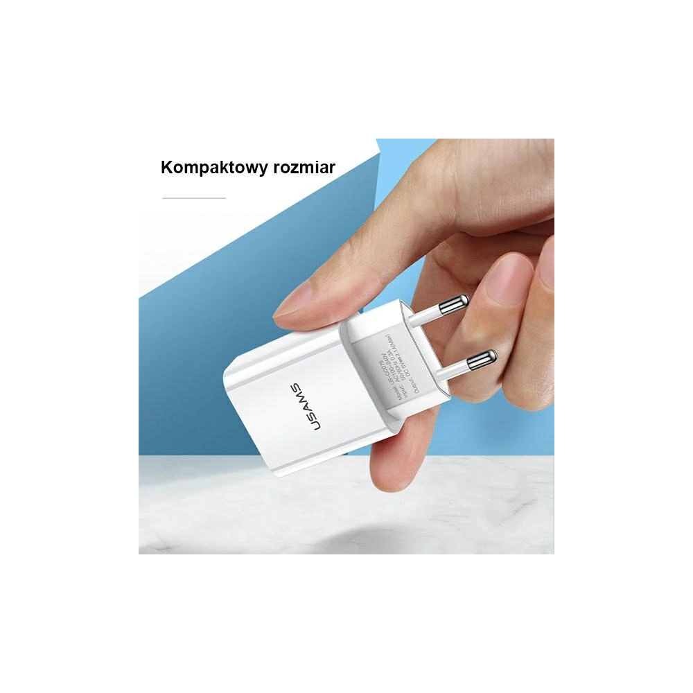 Ładowarka sieciowa USAMS T18 1xUSB 2,1A biały/white Fast Charging CC075TC01
