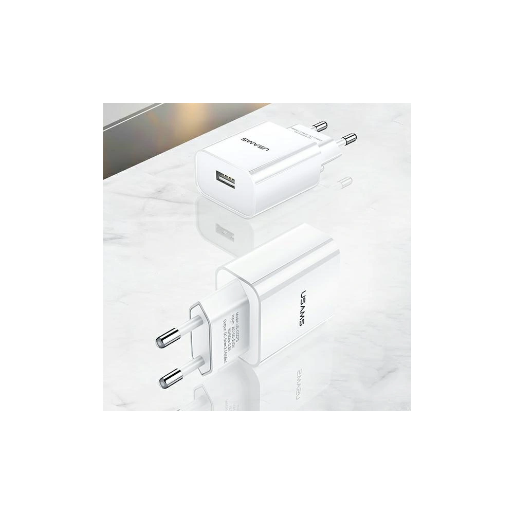 Ładowarka sieciowa USAMS T18 1xUSB 2,1A biały/white Fast Charging CC075TC01