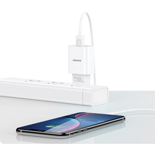 Kup USAMS T21 Netzladegerät 1xUSB Lightning weiß 2,1A Schnellladung T21OCLN01 - USA521WHT - {ean13} - Sklep Home Screen