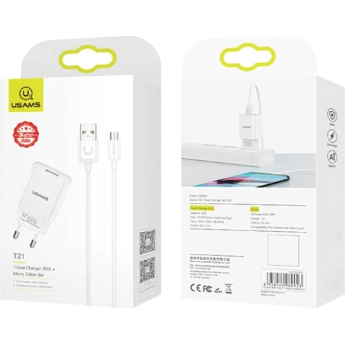 Kup Încărcător de rețea USAMS T21 1xUSB micro USB alb/white 2,1A Încărcare rapidă T21OCMC01 - USA522WHT - {ean13} - Sklep Home Screen