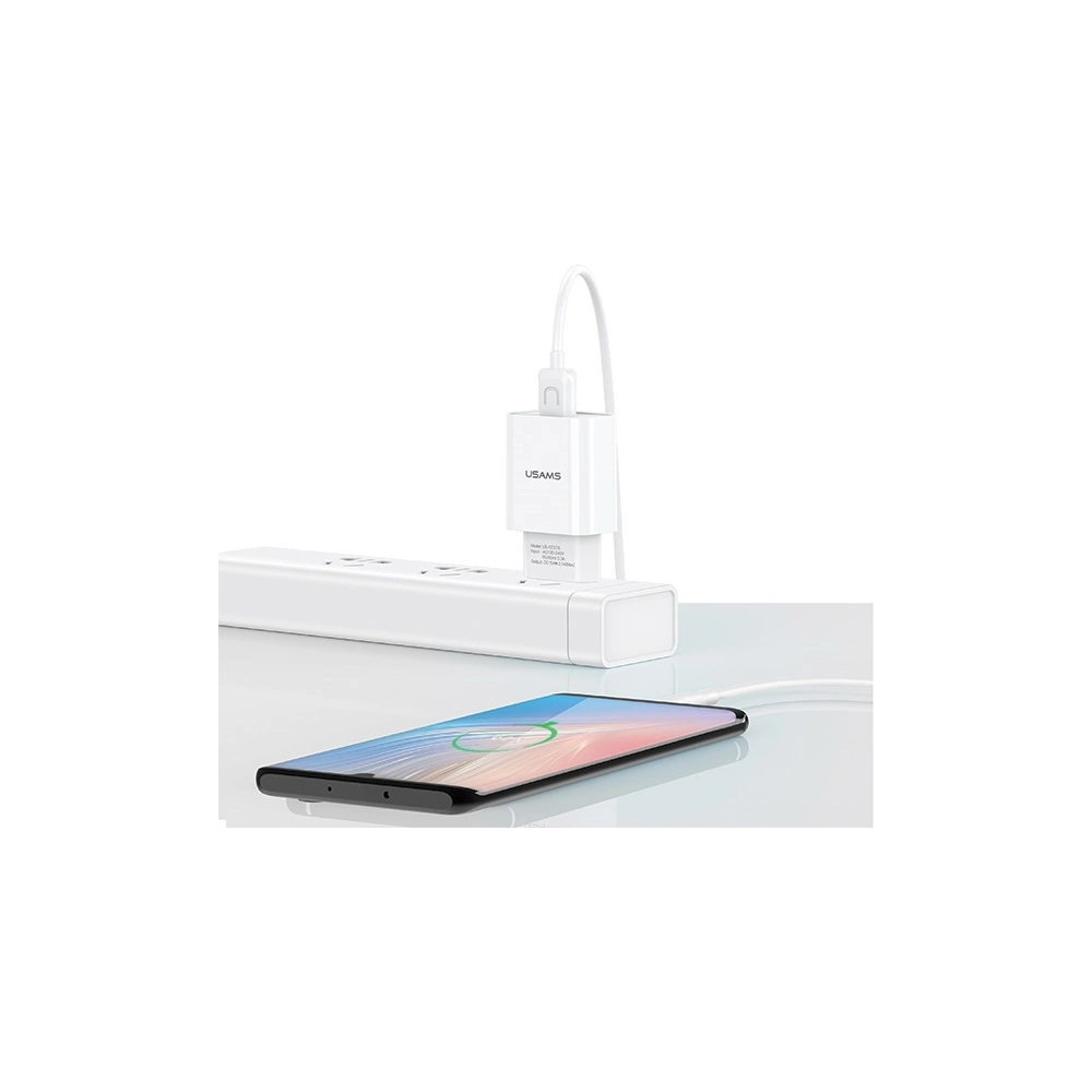 Ładowarka sieciowa USAMS T21 1xUSB USB-C biały/white 2,1A Fast Charging T21OCTC01