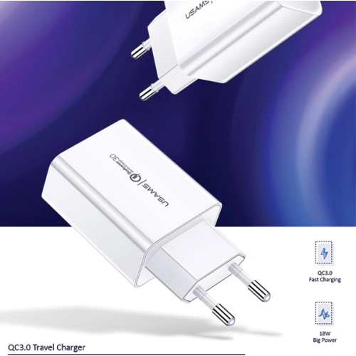 Kup USAMS T22 Netzteil 1xUSB 18W 3A QC3.0 Schnellladung weiß/white CC83TC01 - USA524WHT - {ean13} - Sklep Home Screen