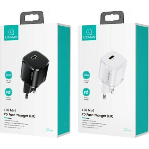 Kup USAMS T36 mini Netzladegerät 1xUSB-C 20W PD3.0 Schnellladung weiß/white CC124TC02 - USA526WHT - {ean13} - Sklep Home Screen