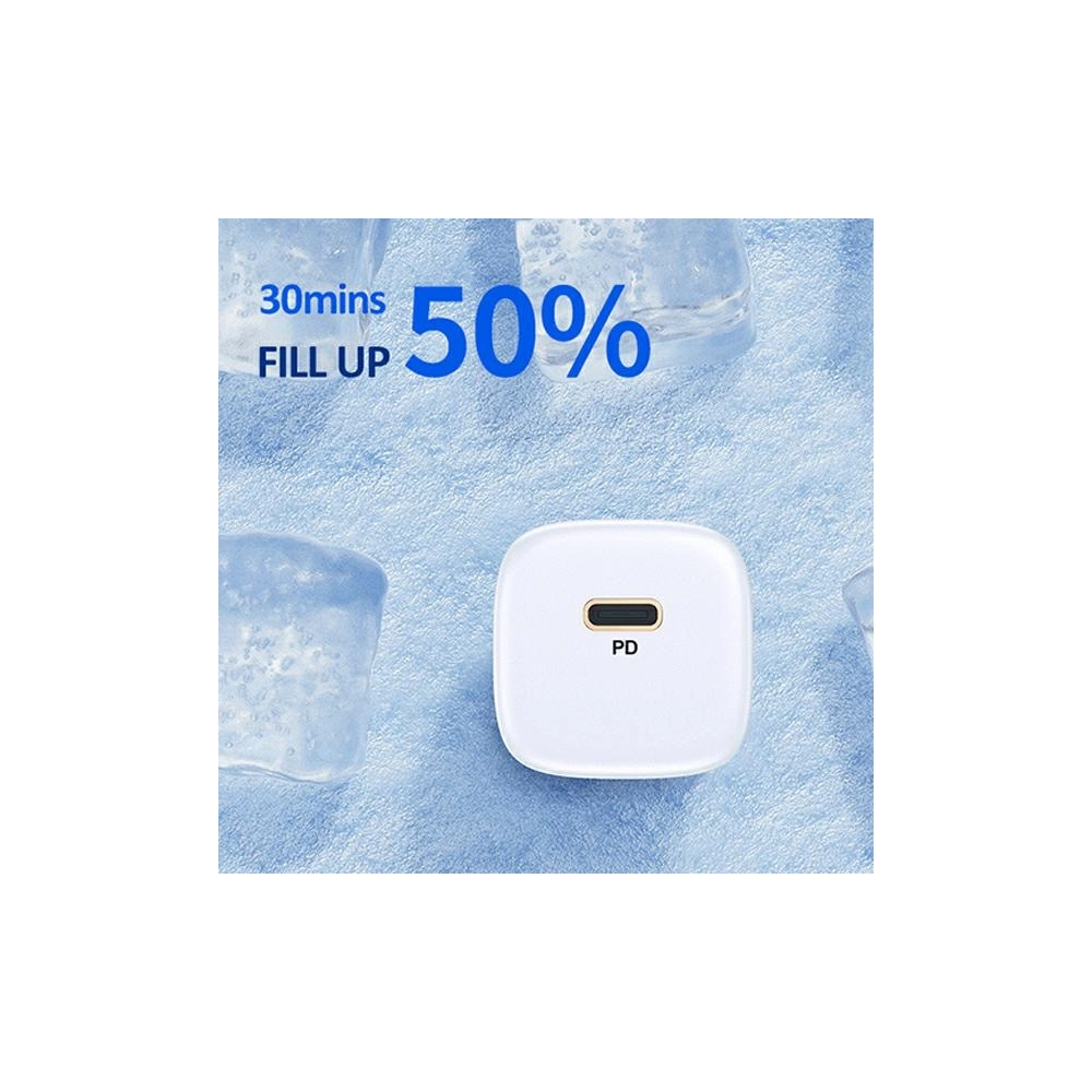 Ładowarka sieciowa USAMS T36 mini 1xUSB-C 20W + kabel USB-C-Lightning biały/white PD3.0 Fast Charging XFKXLOGTL02