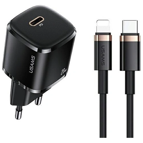 Kup USAMS T36 Mini Netzteil 1xUSB-C 20W + USB-C-Lightning Kabel schwarz/black PD3.0 Schnellladung XFKXLOGTL01 - USA529BLK - {ean13} - Sklep Home Screen