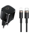 USAMS T36 Mini Netzteil 1xUSB-C 20W + USB-C-Lightning Kabel schwarz/black PD3.0 Schnellladung XFKXLOGTL01