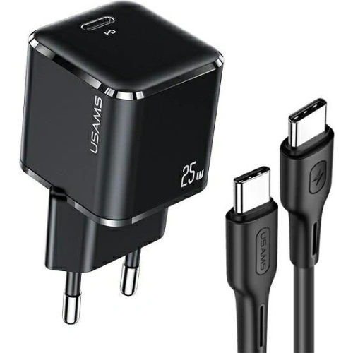 Kup Încărcător de rețea USAMS T42 mini 1xUSB-C 25W Super SI PD3.0 Încărcare rapidă + cablu U43 USB-C/USB-C negru/black YJXLOGTC01 - USA535BLK - {ean13} - Sklep Home Screen