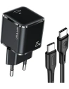 Síťová nabíječka USAMS T42 mini 1xUSB-C 25W Super SI PD3.0 Rychlé nabíjení + kabel U43 USB-C/USB-C černý/black YJXLOGTC01