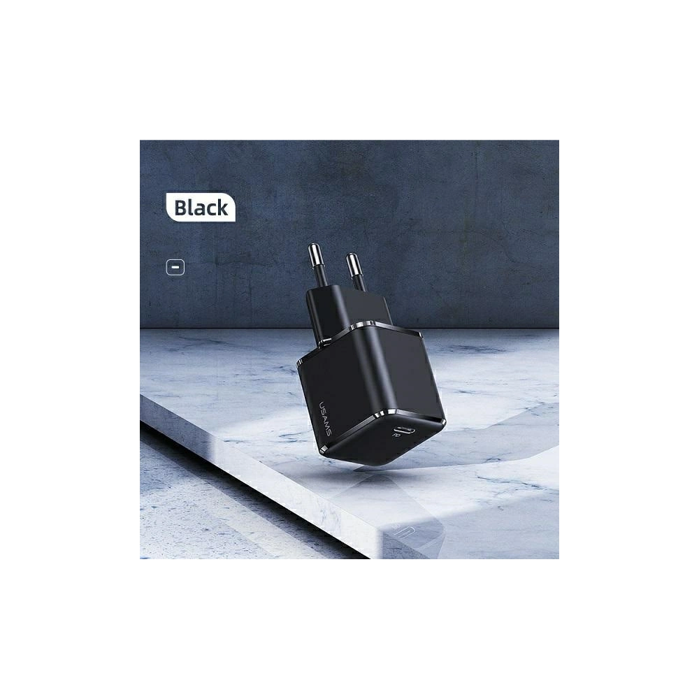 Ładowarka sieciowa USAMS T42 mini 1xUSB-C 25W Super SI PD3.0 Fast Charging +kabel U43 USB-C/USB-C czarny/black YJXLOGTC01