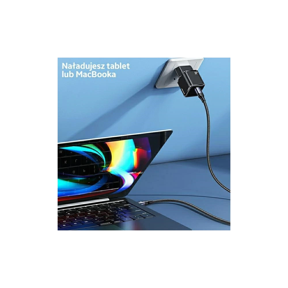 Ładowarka sieciowa USAMS T45 1xUSB-C 30W PD3.0 +QC3.0 Fast Charging +kabel U63 USB-C/Lightning biały/white UXTZH02