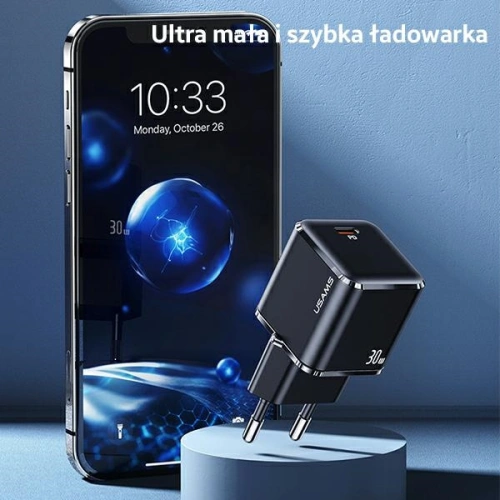 Kup USAMS T45 mini hálózati töltő 1xUSB-C 30W PD3.0 Gyors Töltés fekete/black CC148TC01 - USA539BLK - {ean13} - Sklep Home Screen