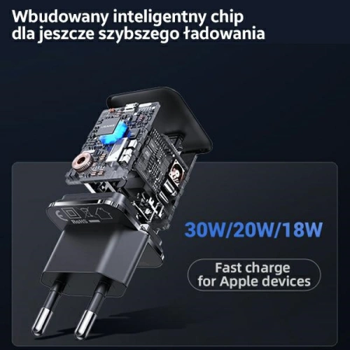 Kup Síťová nabíječka USAMS T45 mini 1xUSB-C 30W PD3.0 Rychlé nabíjení černá/black CC148TC01 - USA539BLK - {ean13} - Sklep Home Screen