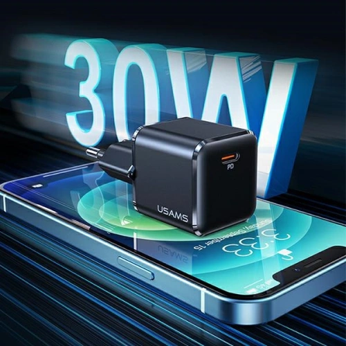 Kup Ładowarka sieciowa USAMS T45 mini 1xUSB-C 30W PD3.0 Fast Charging czarny/black CC148TC01 - USA539BLK - {ean13} - Sklep Home Screen