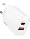 Nabíječka USAMS T35 1xUSB-C+1xUSB 20W PD3.0 +QC3.0 Rychlé nabíjení bílá/white CC121TC01