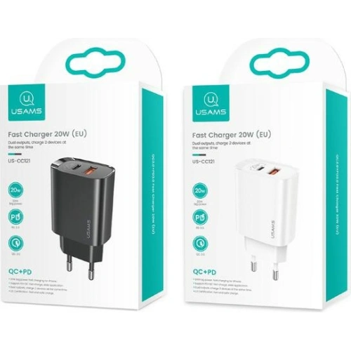 Kup Încărcător de rețea USAMS T35 1xUSB-C+1xUSB 20W PD3.0 +QC3.0 Încărcare rapidă alb/white CC121TC01 - USA540WHT - {ean13} - Sklep Home Screen