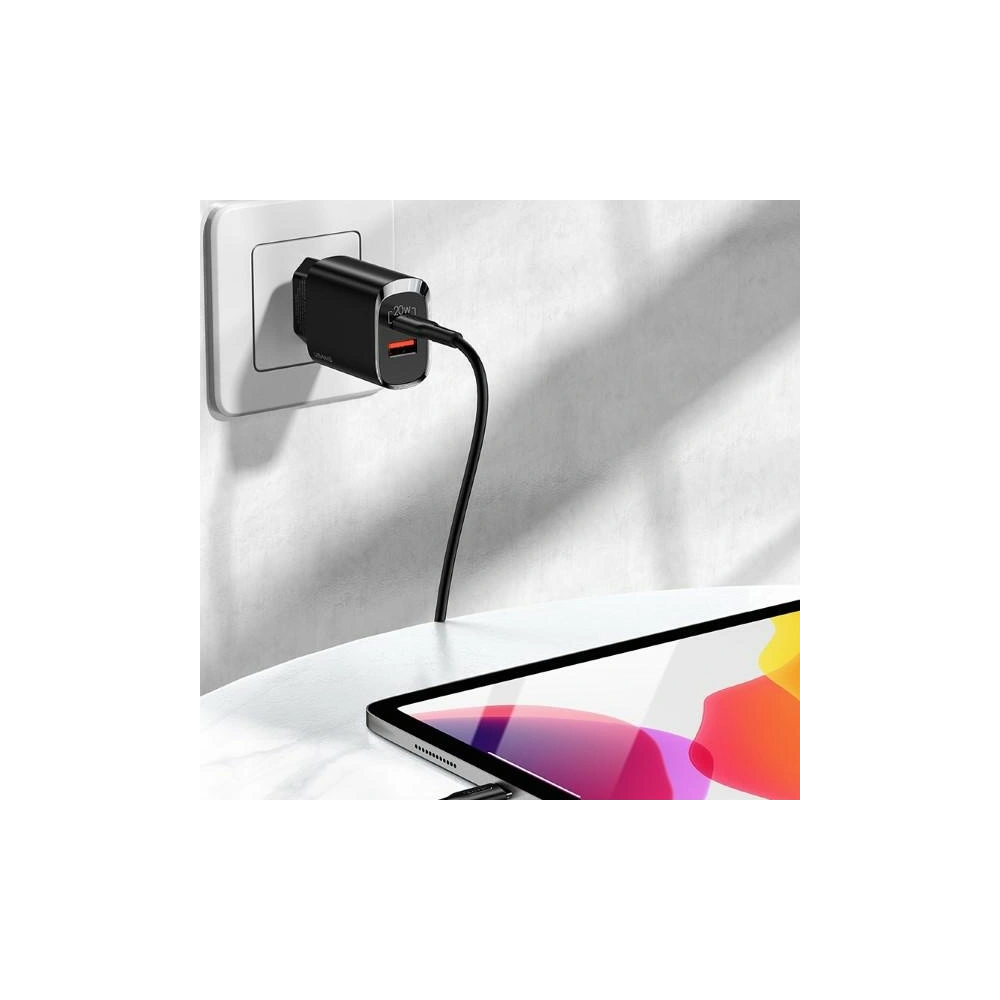Ładowarka sieciowa USAMS T35 1xUSB-C+1xUSB 20W PD3.0 +QC3.0 Fast Charging czarny/black CC121TC02