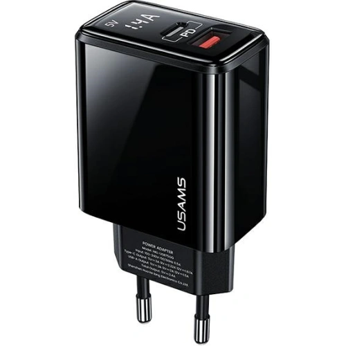 Kup Încărcător de rețea USAMS T40 1xUSB-C + 1xUSB 20W LED PD3.0 + QC3.0 Încărcare rapidă negru/black CC133TC01 - USA543BLK - {ean13} - Sklep Home Screen