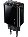 USAMS T40 hálózati töltő 1xUSB-C + 1xUSB 20W LED PD3.0 + QC3.0 Gyors Töltés fekete/black CC133TC01