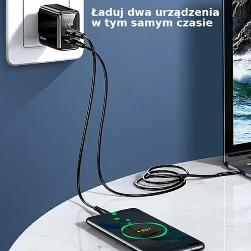 Kup Încărcător de rețea USAMS T40 1xUSB-C + 1xUSB 20W LED PD3.0 + QC3.0 Încărcare rapidă negru/black CC133TC01 - USA543BLK - {ean13} - Sklep Home Screen