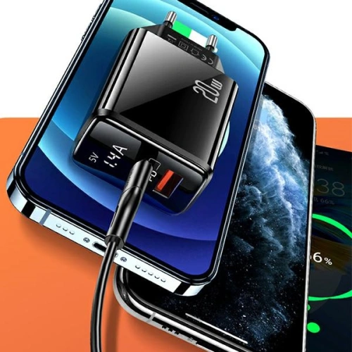 Kup Încărcător de rețea USAMS T40 1xUSB-C + 1xUSB 20W LED PD3.0 + QC3.0 Încărcare rapidă negru/black CC133TC01 - USA543BLK - {ean13} - Sklep Home Screen
