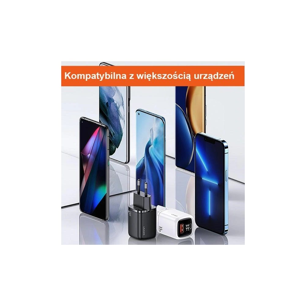 Ładowarka sieciowa USAMS T46 1xUSB-C+1xUSB 33W PD3.0 +QC3.0 Fast Charging biały/white CC152TC02