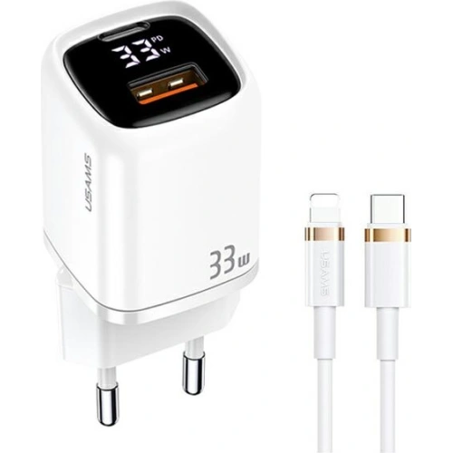 Kup Încărcător de rețea USAMS T46 1xUSB-C + 1xUSB 33W PD3.0 + QC3.0 Încărcare rapidă + cablu U63 USB-C/Lightning alb/white UDTZ02 - USA548WHT - {ean13} - Sklep Home Screen