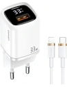 Încărcător de rețea USAMS T46 1xUSB-C + 1xUSB 33W PD3.0 + QC3.0 Încărcare rapidă + cablu U63 USB-C/Lightning alb/white UDTZ02