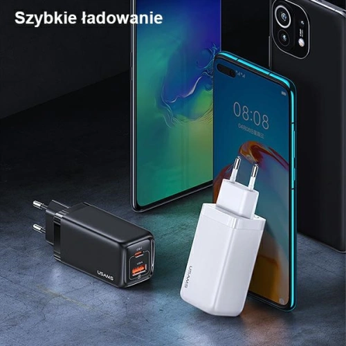 Kup Ładowarka sieciowa USAMS T47 1xUSB-C+1xUSB 65W PD Fast Charging Super Si biały/white CC153TC02 - USA550WHT - {ean13} - Sklep Home Screen