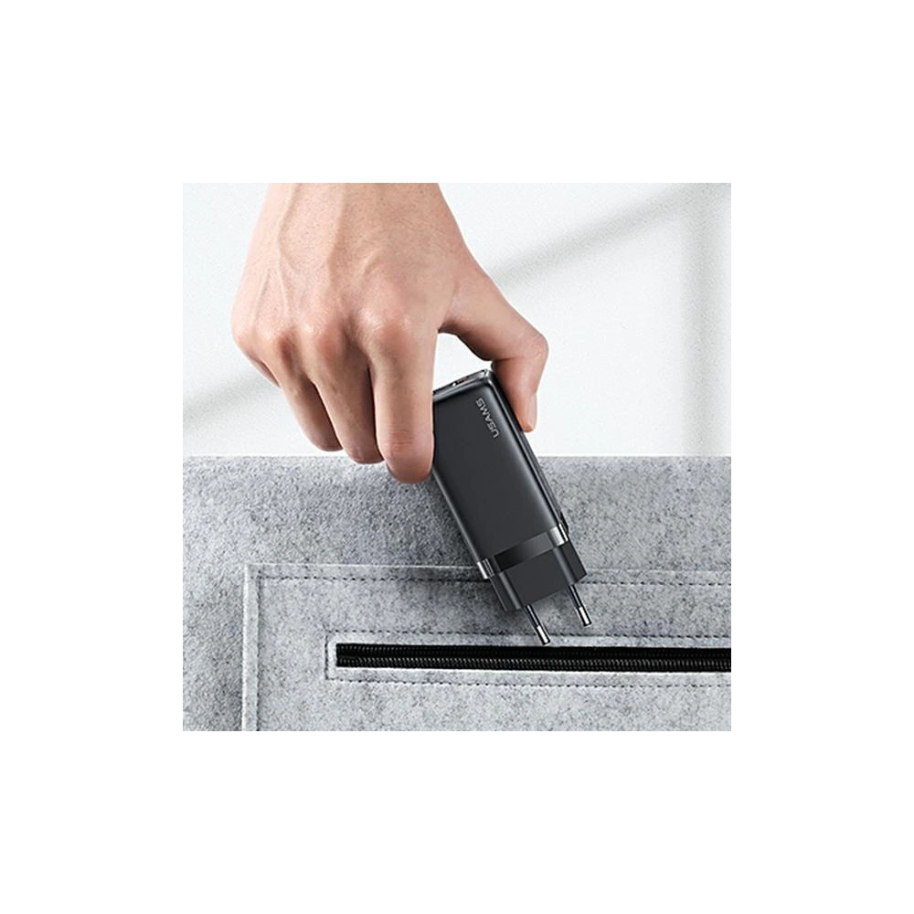 Ładowarka sieciowa USAMS T47 1xUSB-C+1xUSB 65W PD Fast Charging Super Si czarny/black CC153TC01