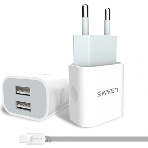Kup Încărcător de rețea USAMS J-TU Series 2xUSB 2,4A USB-C alb/white TCCUJT01 - USA553WHT - {ean13} - Sklep Home Screen